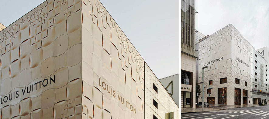 Louis Vuitton Logo on the Modern Building Facade. Editorial 3D